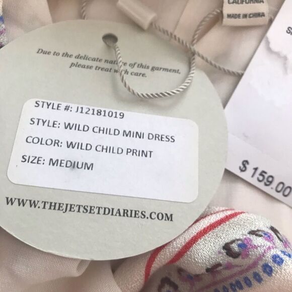JETSET DIARIES Mini Wrap Dress Floral Print Spaghetti Strap Cream Medium New - Picture 6 of 12
